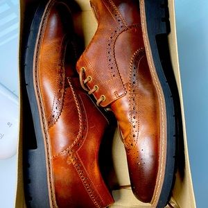 Mens size 13 M Clarks Batcombe Wing Dark Tan Leather shoes